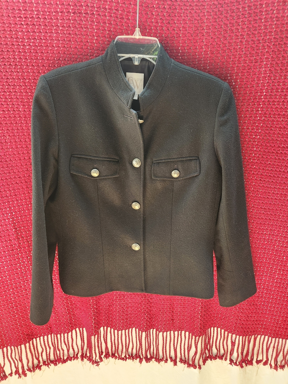 Vintage Women's Black Military-Style Wool Blazer -SZ12